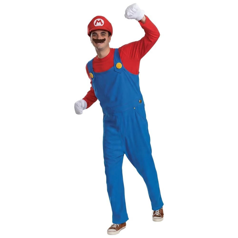 Super Plumber Brothers Video Game Halloween Moustache Costume Adult Small New
